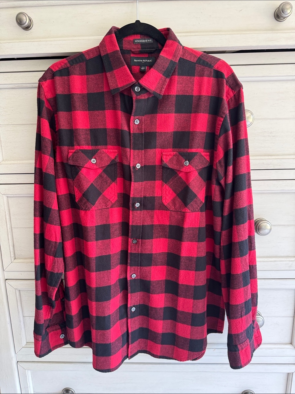 Men’s Banana Republic Flannel Buffalo Check Button-Down Shirt SZ L